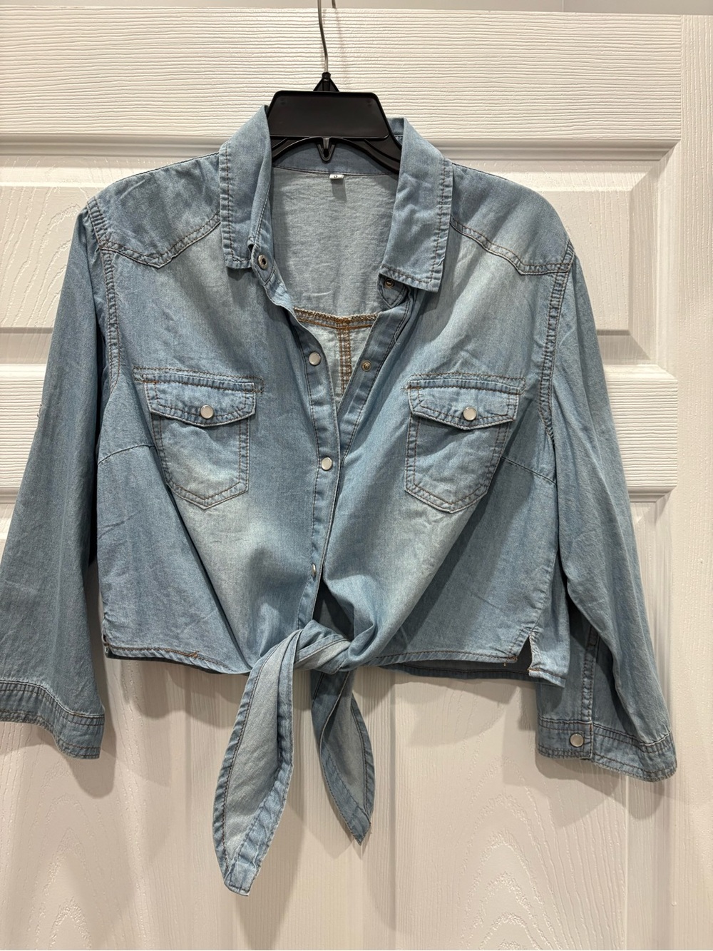 Amazon Light Blue Tie-Front Denim Jacket